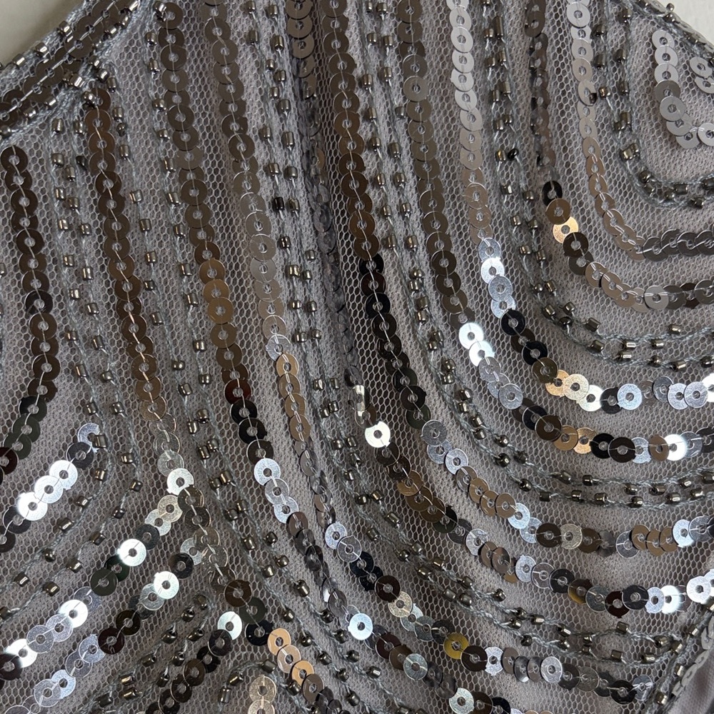 Sleeveless Silver Sequin Fringe Mini Flapper Dress Size 4XL NWOT #300 - Picture 5 of 14
